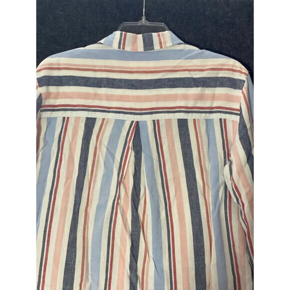 Anthropologie Maeve Womens Medium Chatham Striped Button Down Long Sleeve Pocket - Picture 11 of 13